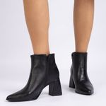 Bota Cano Curto Preta Salto Bloco Bico Fino