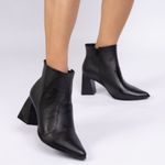 Bota Cano Curto Preta Salto Bloco Bico Fino