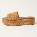 Sandália Flatform Palha Caramelo