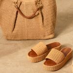Sandália Flatform Palha Caramelo