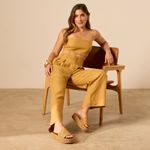 Sandália Flatform Palha Caramelo