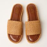 Sandália Flatform Palha Caramelo