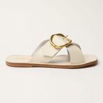 Rasteira Tiras Largas Cruzadas com Fivela Off White