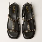 Sandália Flatform Tiras com Tachas Douradas Preta