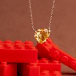 Colar Solitário Coração  Amarelo