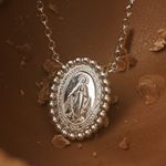 Colar Medalha Nossa Senhora das Graças Bolinhas 16 mm