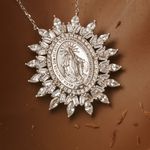Colar Nossa Senhora das Graças Raios Navetes Baguetes 3 cm