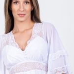 Camisola Curta com Botões Isadora Branco - Laura Duncan