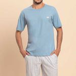 Pijama Masculino Plus Size Manga curta Gatinhos