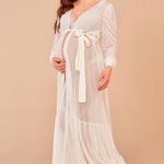 Robe Longo Em Tule E Listras Com Pérolas Essência Off White