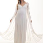 Robe Longo Em Tule E Listras Com Pérolas Essência Off White