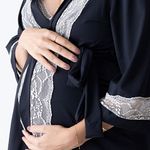 Robe Manga 3/4 com Renda Sara Preto - Thanandra Torres