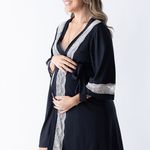 Robe Manga 3/4 com Renda Sara Preto - Thanandra Torres
