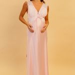 Camisola Longa em Cetim com Botões Rosa Silvia - Miss Victtoria