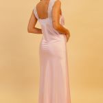 Camisola Longa em Cetim com Botões Rosa Silvia - Miss Victtoria