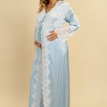 Robe Longo em Cetim e Renda Azul Silvia - Miss Victtoria
