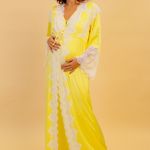 Robe Longo em Cetim e Renda Amarelo Silvia - Miss Victtoria