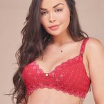 Sutiã Amamentação em Renda com Aro Bicolor Vermelho Marina