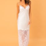 Camisola Longa em Cetim com Alças e Renda Tatiana - Miss Victtoria
