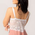 Pijama Longo com Alças em Visco e Renda Rosê Mirian