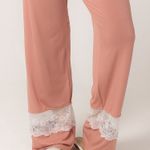 Pijama Longo com Alças em Visco e Renda Rosê Mirian