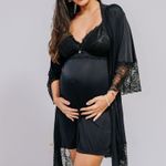 Robe Curto Manga 3/4 Preto Lívia