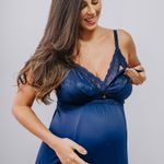 Camisola Amamentação Longa com Renda Marinho Eduarda