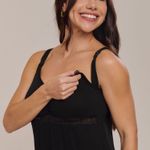 Camisola Curta De Amamentação Em Viscose e Renda Maria 