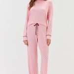 Pijama Feminino Manga Longa e Calça Xadrez Pink