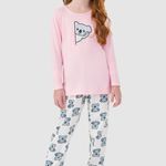 Pijama Feminino Infantil Manga longa e Calça Soninho
