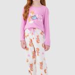 Pijama Feminino Infantil Manga longa e Calça Raposa