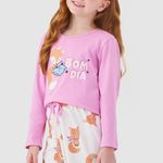 Pijama Feminino Infantil Manga longa e Calça Raposa