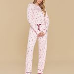 Pijama Feminino Manga longa e Calça Wine