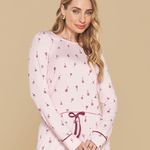 Pijama Feminino Manga longa e Calça Wine