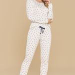 Pijama Feminino Manga longa e Calça Ribana Folhinhas