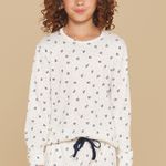 Pijama Feminino Infantil Manga longa e Calça Ribana Folhinhas