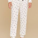 Pijama Feminino Infantil Manga longa e Calça Ribana Folhinhas