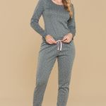Pijama Feminino Manga longa e Calça Ribana Delicate