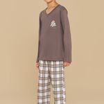 Pijama Masculino Infantil Manga longa e Calça Xadrez