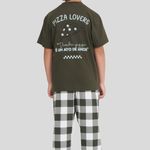 Pijama Masculino Infantil Manga curta e Calça Dia de Pizza