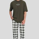 Pijama Masculino Manga curta e Calça Dia de Pizza