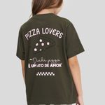 Pijama Feminino Infantil Manga curta e Calça Dia de Pizza