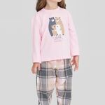 Pijama Feminino Infantil Manga longa e Calça Sempre Juntos