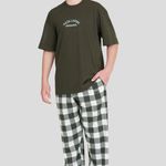 Pijama Masculino Juvenil Manga curta e Calça Dia de Pizza