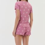 Short Doll Manga curta Canelado Love Pink