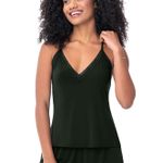 Babydoll com Alças Finas e Detalhe em Renda Preto