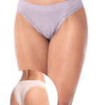 Kit com 2 Calcinhas Biquíni com Renda sem Costura Nude Rosado e Lilás Matte