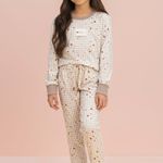 Pijama Feminino Infantil Manga longa e Calça Brilha Brilha