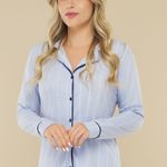 Pijama Feminino Longo com Botões Céu de Algodão