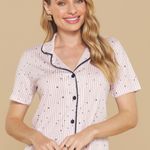 Camisola Curta Manga curta com Botões Shine
